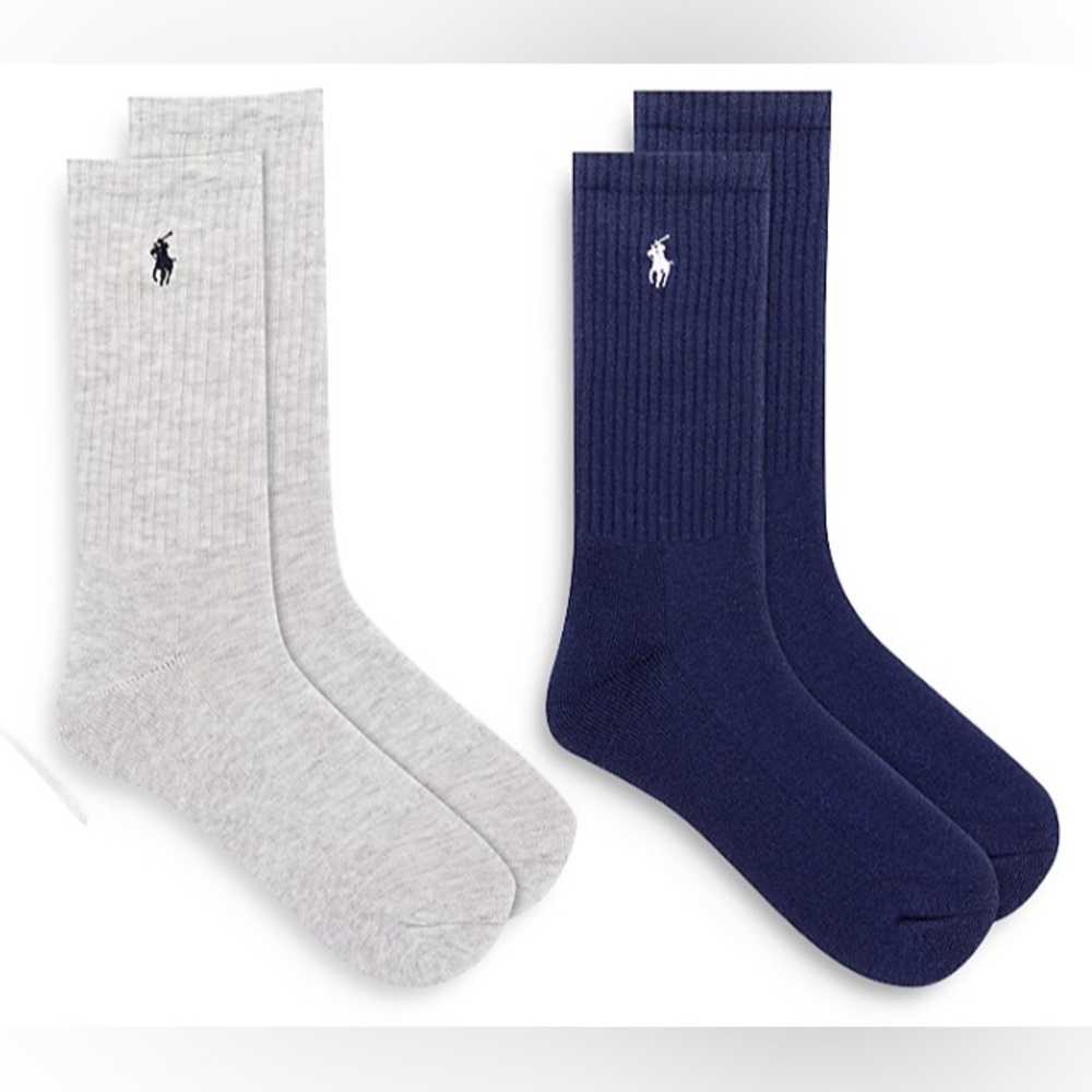 Women’s Polo by Ralph Lauren Socks: Gray Pair AND Blue Pair Included. - Picture 2 of 6